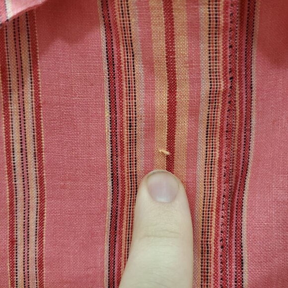 Valerie by Valerie Stevens Vintage Coral‎ Stripe Linen Long Sleeve Button Up M - Picture 7 of 9